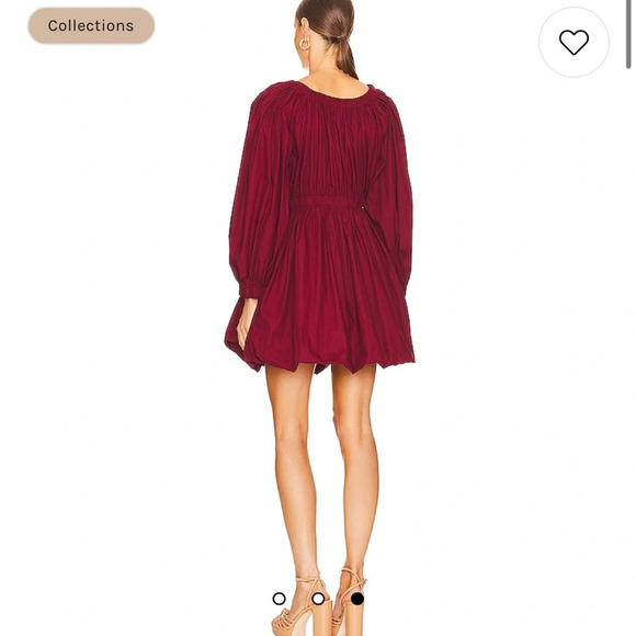 NWT $395 Ulla Johnson Martine Mini Dress in Bordeaux Size 2 Long Sleeve Poplin - Picture 4 of 9